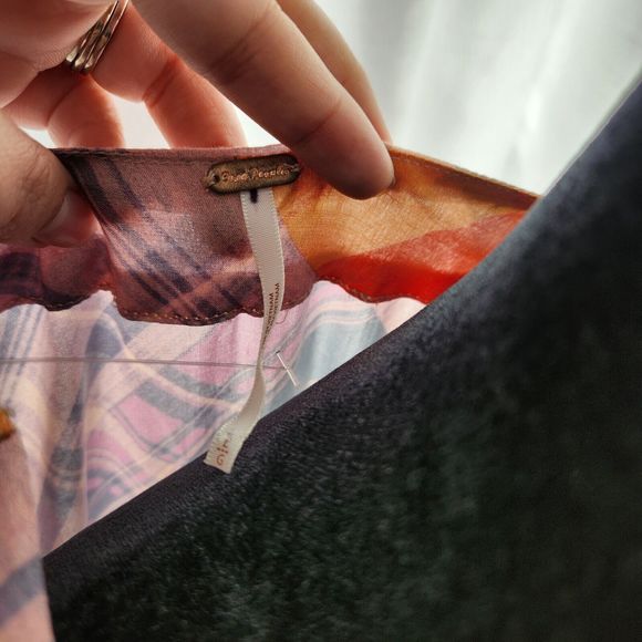 NWOT Free People Haut Long Gone Sailing Maxi Top Large L Boho Plaid - Picture 11 of 13